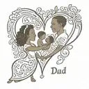 mom dad son Haitian love heart tattoo design idea