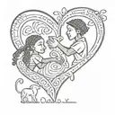 mom dad son Haitian love heart tattoo design idea