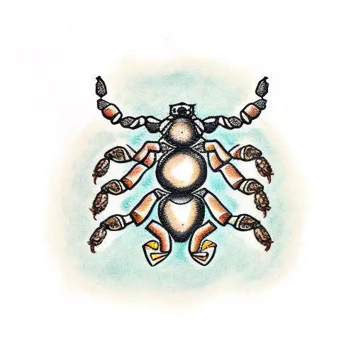 scorpion holding rosemary  tattoo design idea