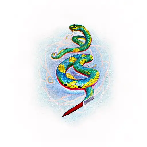 sword with snake wrapped along tattoo design idea