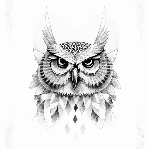 A portrait of Athena with an owl perched on her shoulder tattoo design idea