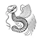 draw cobra snake with two heads and  small wings tattoo design outline without shades. for shoulder tattoo design idea