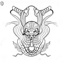 draw cobra snake with two heads and  small wings tattoo design outline without shades. for shoulder tattoo design idea