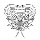 draw cobra snake with two heads and  small wings tattoo design outline without shades. for shoulder tattoo design idea