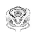 draw cobra snake with two heads and  small wings tattoo design outline without shades. for shoulder tattoo design idea