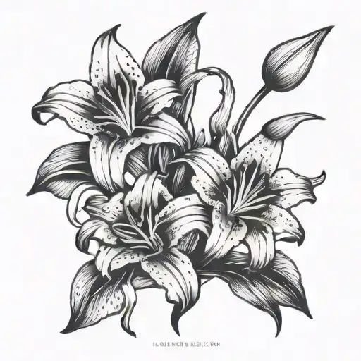 Lillies with the name Lily Emily Ophelia  tattoo design idea