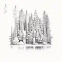 canoe down river trees on side  tattoo design idea