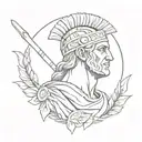 An ancient statue of a Greek warrior with a Roman laurel wreath, representing the fusion of different cultures tattoo design idea