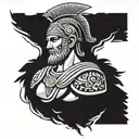 An ancient statue of a Greek warrior with a Roman laurel wreath, representing the fusion of different cultures tattoo design idea