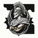 An ancient statue of a Greek warrior with a Roman laurel wreath, representing the fusion of different cultures tattoo design idea