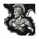 An ancient statue of a Greek warrior with a Roman laurel wreath, representing the fusion of different cultures tattoo design idea
