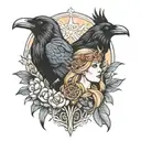 Raven and Freya tattoo design idea
