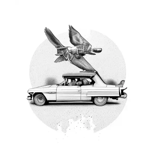 Bonnie and clyde car chase tattoo design idea