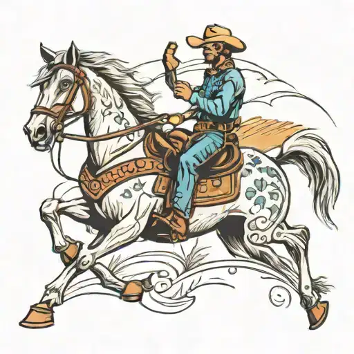cowboy boots horse galloping through a field tattoo design idea