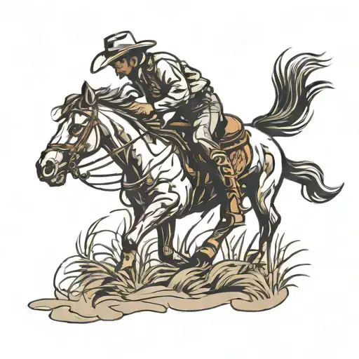cowboy boots horse galloping through a field tattoo design idea