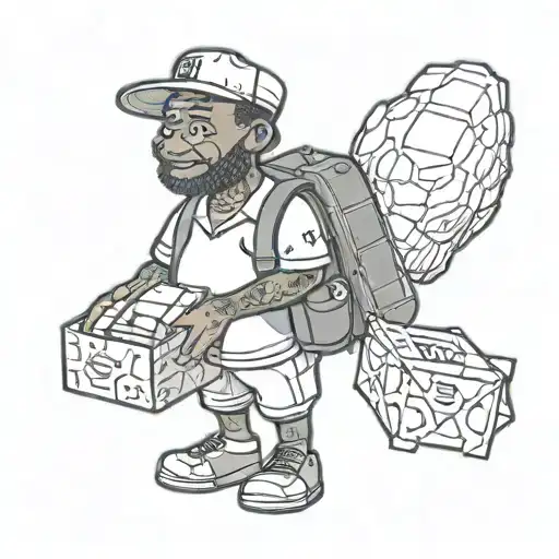 oyster wearing a fedex uniform holding a package  tattoo design idea