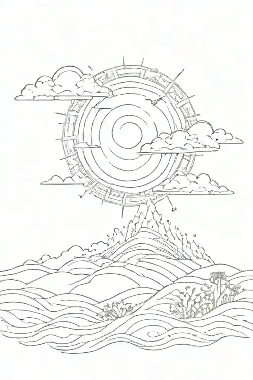 Sunshine/sunset, go with the flow day and night, alive tattoo design idea
