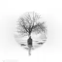 deep dark valley with someone walking fearlessly into it, holding a rod and staff tattoo design idea