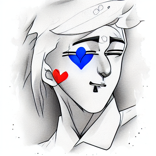 white hair man ahegao heart eyes tattoo design idea