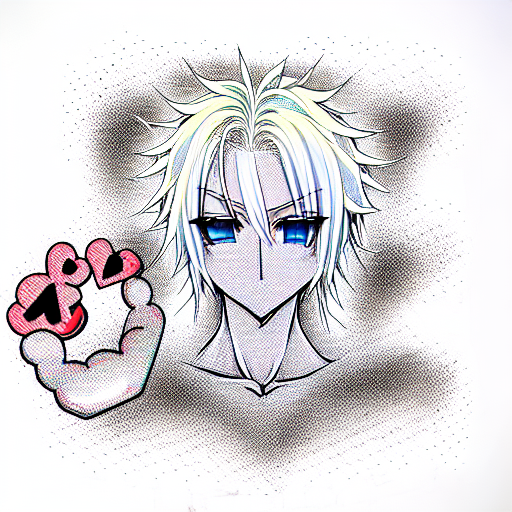 white hair manga man ahegao heart eyes tattoo design idea