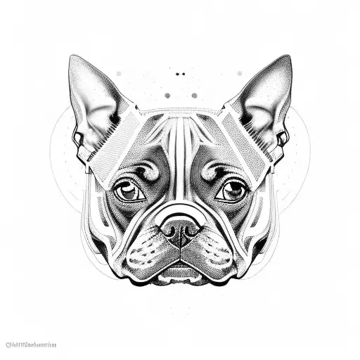 futuristic Boston terrier  tattoo design idea