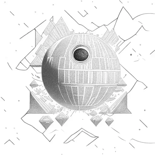 moon phase death star  tattoo design idea