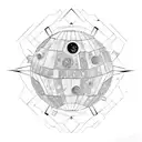 moon phase death star  tattoo design idea
