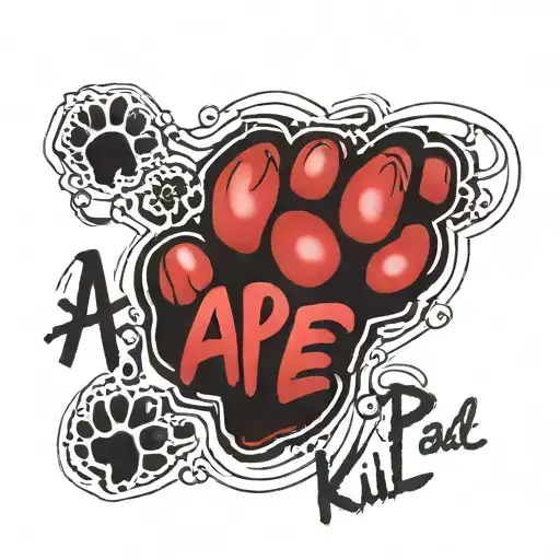 ape paw print in red with words "ape shall not kill ape" tattoo design idea