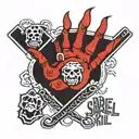 ape paw print in red with words "ape shall not kill ape" tattoo design idea