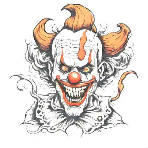 killer clown scary tattoo design idea