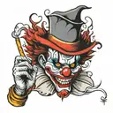 killer clown smoke tattoo design idea