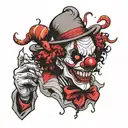 killer clown smoke tattoo design idea