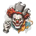killer clown smoke tattoo design idea