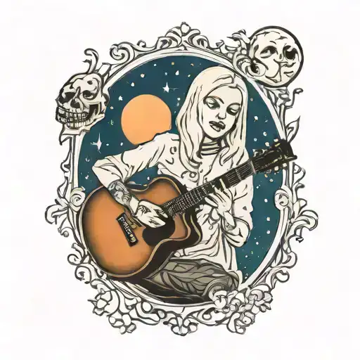 Phoebe Bridgers ghost with moon tattoo design idea