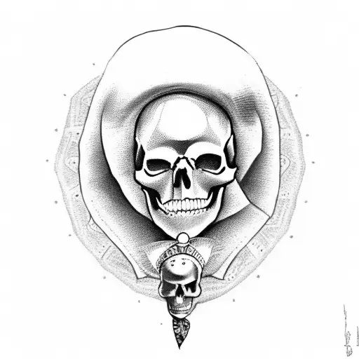 A skull wearing a sombrero with the number 13 tattoo design idea