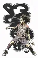 FC Barcelona logo combined Ronaldinho giving 10 number tattoo design idea