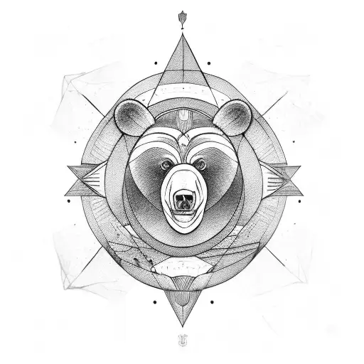 concept tattoo design, stencil, bear, wreath | Stable Diffusion