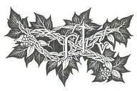 God is greater than highs and lows symbol on top of a line of thorn bush to represent the crown of thorns tattoo design idea