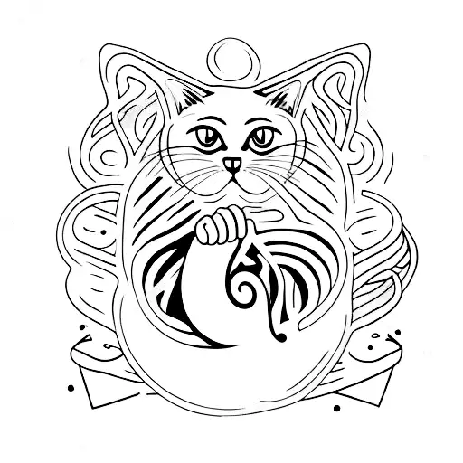 cat casting spells tattoo design idea