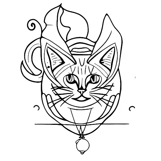 witchy cat tattoo design idea