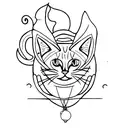 witchy cat tattoo design idea
