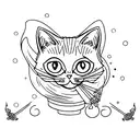 witchy cat tattoo design idea