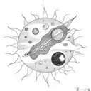 sun, planets and stars tattoo design idea