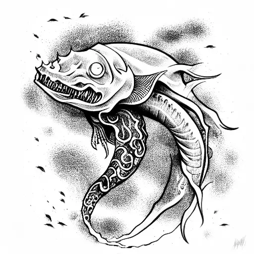 ocean, underwater monster tattoo design idea
