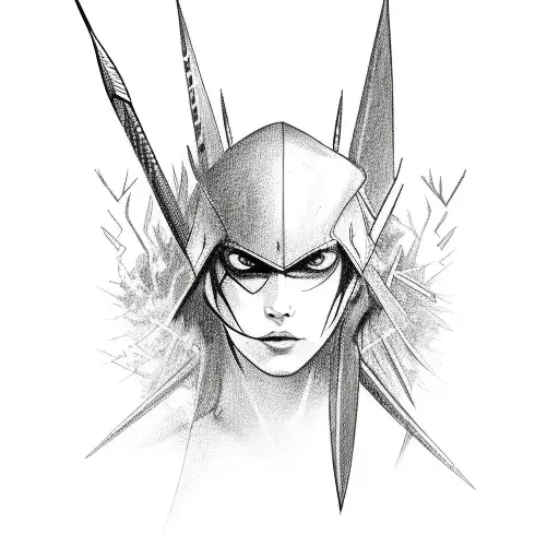 lightning, spikes, arrow tattoo design idea