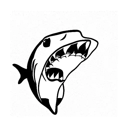 Shark open mouth profile tattoo design idea