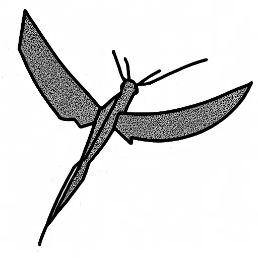 dove and prarying mantis line drawing tattoo design idea