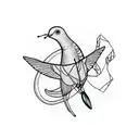 abstract line drawing dove and prarying mantis line drawing tattoo design idea