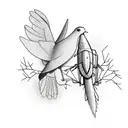 abstract line drawing dove and prarying mantis line drawing tattoo design idea