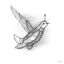 abstract line drawing dove and prarying mantis line drawing tattoo design idea